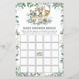 Woodland Animals Greenery Baby Shower Bingo Game