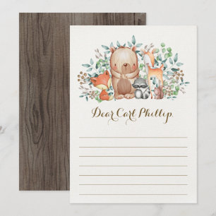 Woodland Baby Animais / Cartão de Mensagem de Cáps