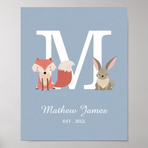 Woodland Baby Monograma Inicial Poster