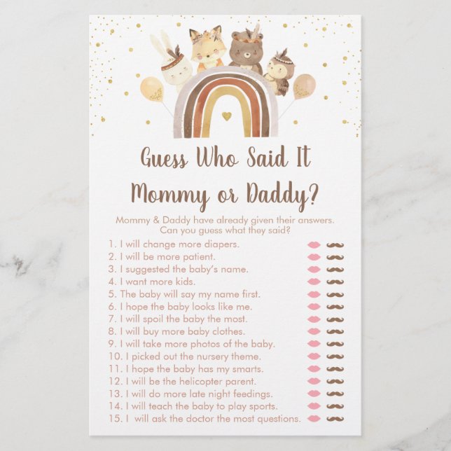 Woodland Boho Rainbow Guess Disse Jogo (Frente)