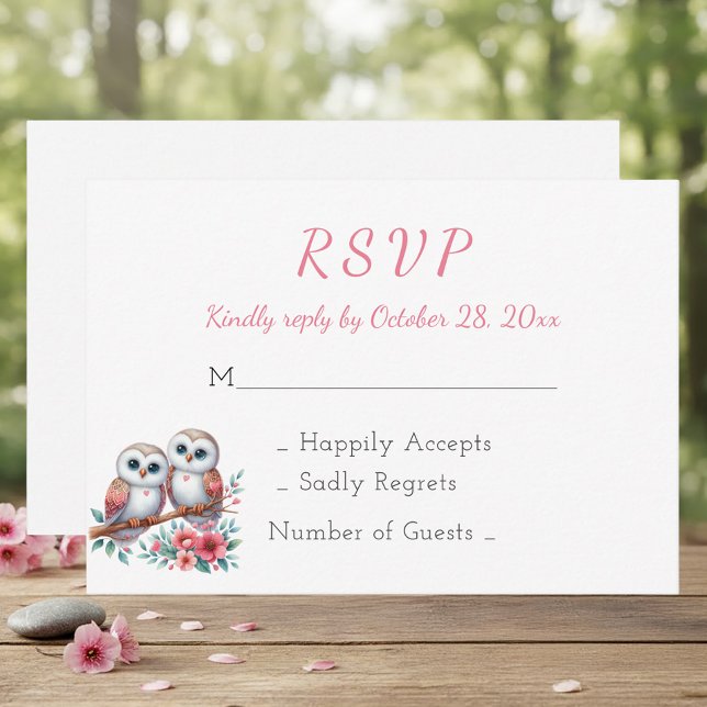 Woodland Boho Rustic Country Owl Wedding RSVP (Criador carregado)