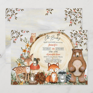 Woodland Chá de fraldas Convite Para Bebê Garoto