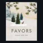 Woodland Chá de panela Favorece Sinal Poster<br><div class="desc">Elegante Winter Woodland Favor Poster projetado com uma cena de floresta de cor aquática macia. Clique em Personalizar para editar todo o texto. Itens correspondentes na nossa loja,  Design do Partido Cava.</div>