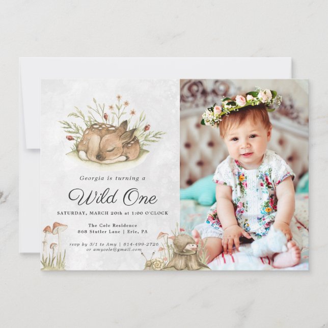 Woodland Deer | Convite de aniversário florestal (Frente)