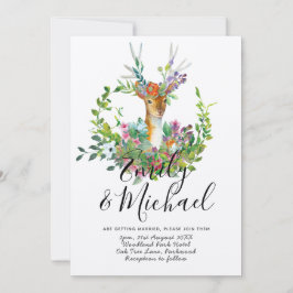 Woodland Deer Ilustrou Convite De Casamento Kraft