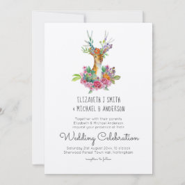 Woodland Deer Ilustrou Convites De Casamento