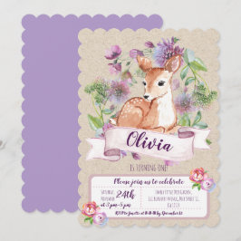 Woodland Deer primeiro convite de aniversário