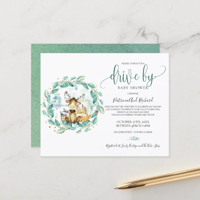 Woodland Drive Por Convite De Orçamento De Chá de  (Frente/Verso In Situ)