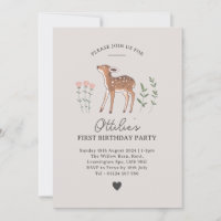 Woodland Fawn Flores Aniversário Convite Aniversár