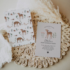 Woodland Fawn Flores Aniversário Convite Aniversár