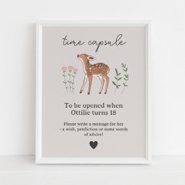 Woodland Fawn Flowers Time Capsule Poster