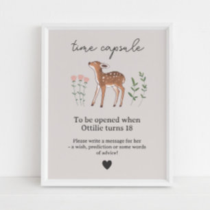 Woodland Fawn Flowers Time Capsule Poster