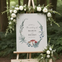 Woodland Fern Forest Red Mushroom Casamento Bem-vi