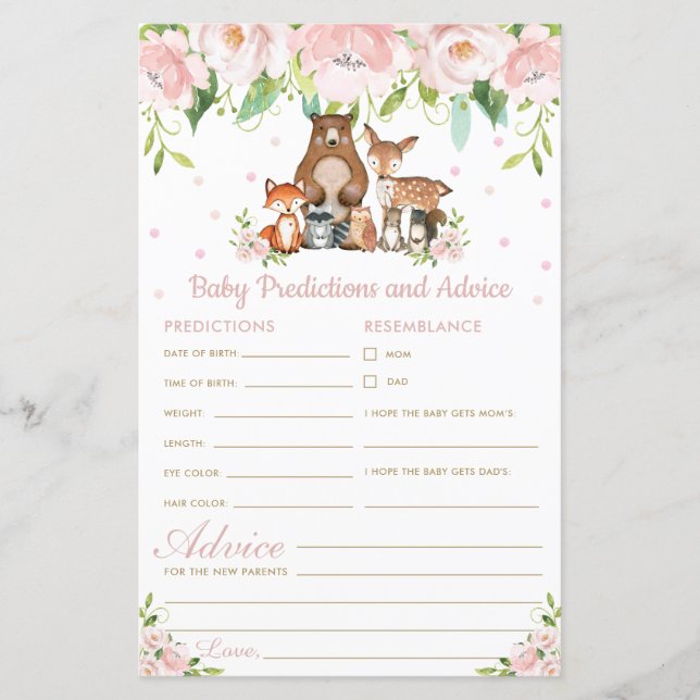 Woodland Floral Baby Predictions & Advice Chá (Frente)