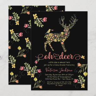 Woodland Floral Oh Deer Chá de fraldas Convite