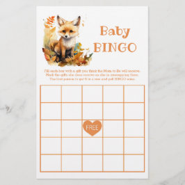 Woodland Fox Cute BINGO - Jogo de Chá de fraldas