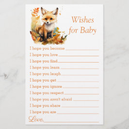 Woodland Fox Cute Deseja Jogo de Chá de fraldas