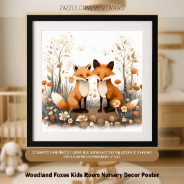 Woodland Foxes Kids Room Nursersery Poster