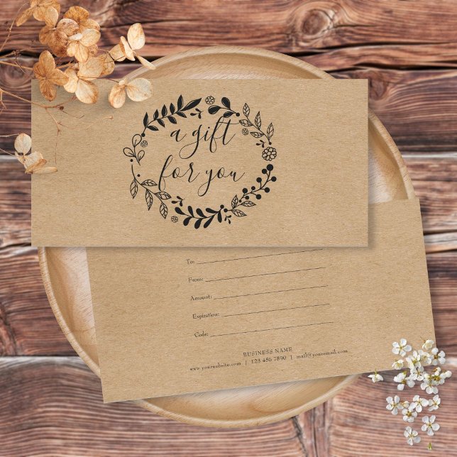 Woodland Garland Rustic Kraft Gift Certificate (Woodland Garland Rustic Kraft Gift Certificate)
