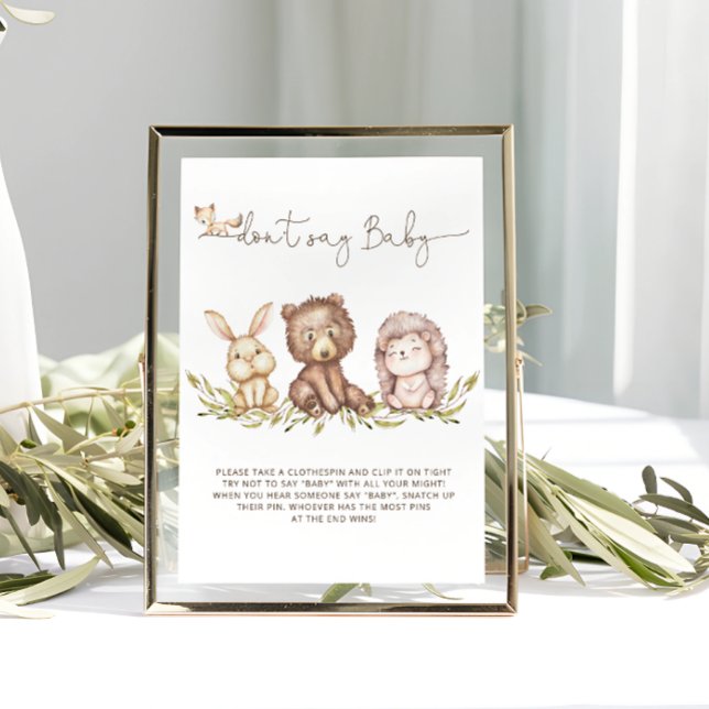 Woodland Greenery Não diga Poster de Jogo de Bebê (Criador carregado)