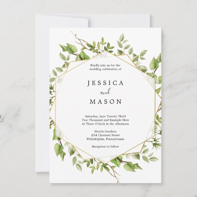 Woodland Greenery Wedding Convite (Frente)