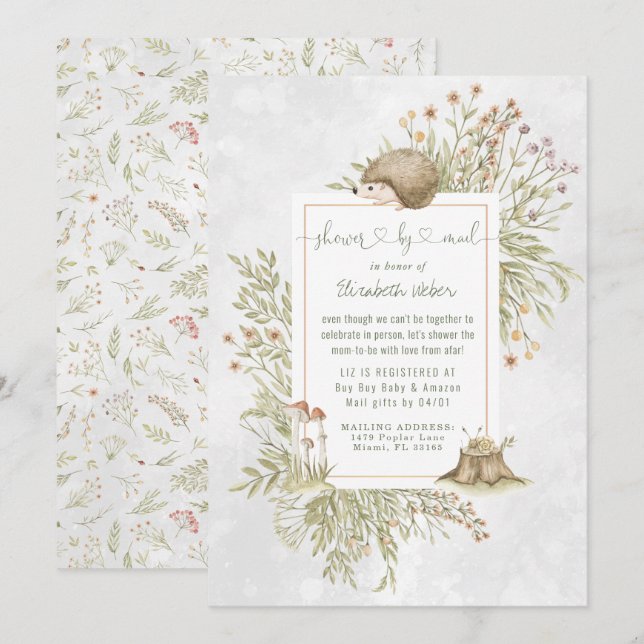 Woodland Hedgehog | Chá de fraldas Florestal Por C (Frente/Verso)