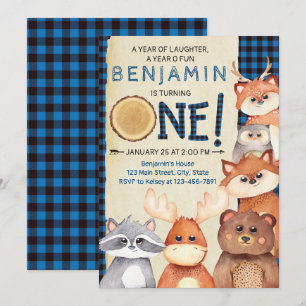 Woodland Lumberjack Primeiro Convite De Aniversár