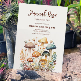 Woodland Mushroom Watercolor Convite Aniversário