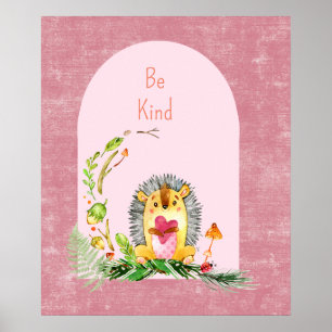 Woodland Nursery Baby Hedgehog Poster