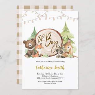Woodland Oh Boy Chá de fraldas Convite