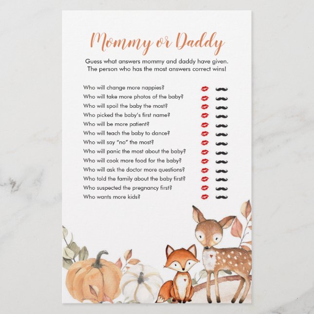 Woodland Oh Boy Pumpkin Mamãe ou Pai Games (Frente)