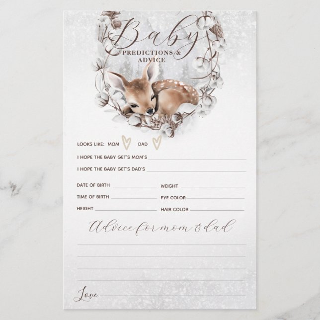 Woodland Oh Deer Winter Chá de fraldas Game (Frente)