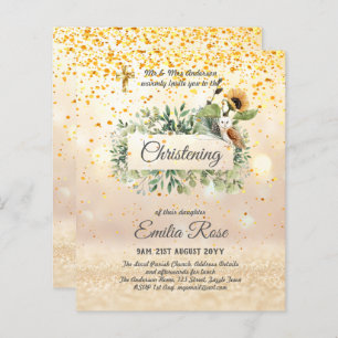 Woodland Owl Sunflower CHRISTENING Baptism Convite