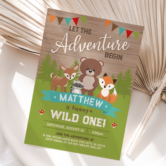 Woodland Primeiro Convite De Aniversário (Woodland First Birthday Invitation)
