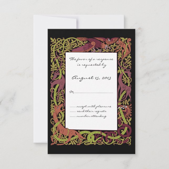 Woodland Tones Celtic Animal Design Casamento RSVP (Frente)