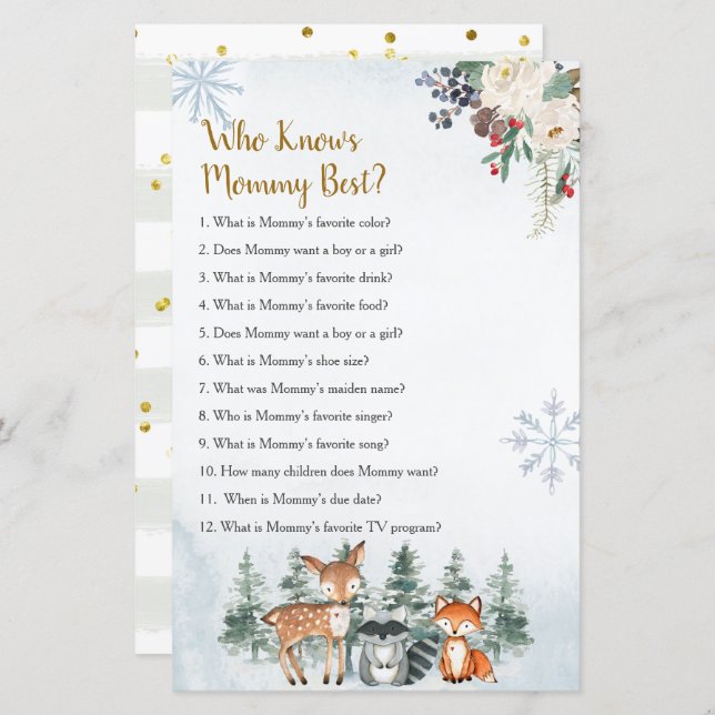 Woodland Winter Animal Forest Que Conhece Melhor A (Frente/Verso)