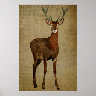 Woodsy Elk Art Poster