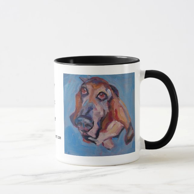 WOOF de Basset Hound! Caneca • Retratos do animal (Direita)