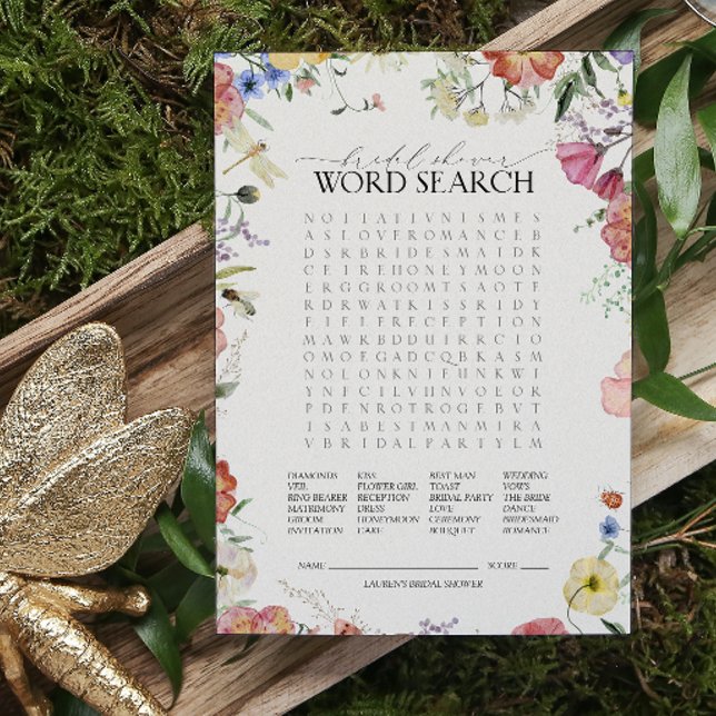Wordsearch Pressionou o Jogo de Chá de panela Flor (Bridal Shower Game!)