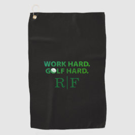 Work Hard Golf Hard Monogram Initial Retro Green