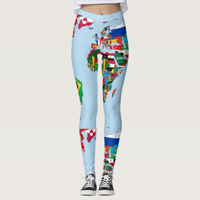 World Map of Flags Leggings (Frente)
