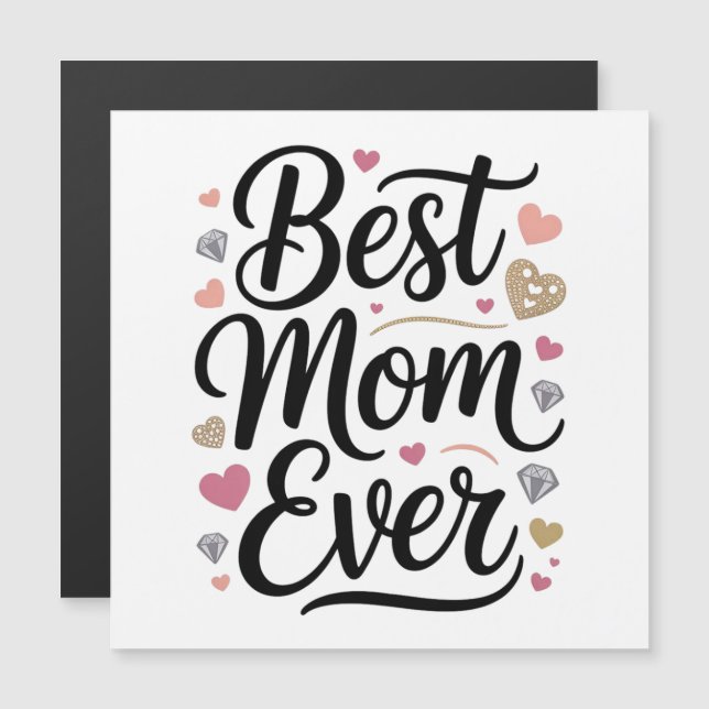 World's Best Mom Diamonds Magnetic Card (Frente/Verso)