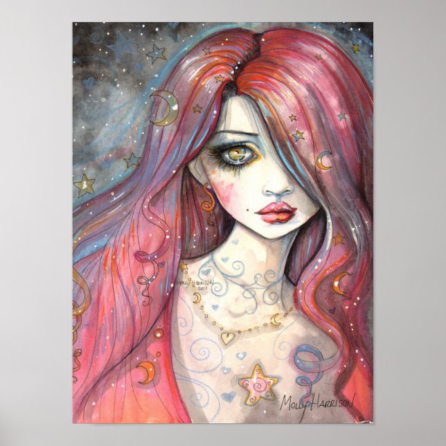 Worry 12 x 16 Poster Contemporânea Girl Fantasy Ar (Frente)