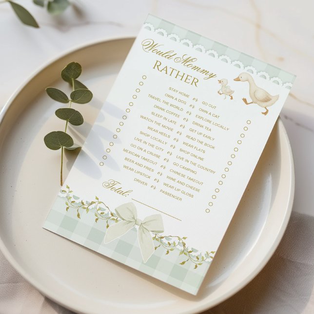 Would Mommy Rather Silly Goose Sage Gingham game (Criador carregado)