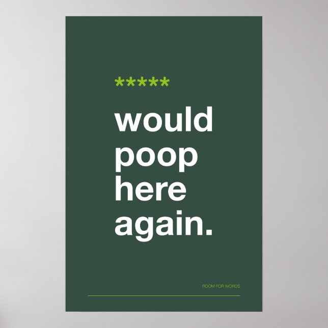 WOULD POOP HERE AGAIN – Funny Bathroom Poster (Frente)