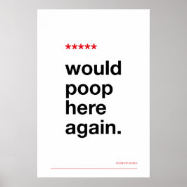 WOULD POOP HERE AGAIN – Funny Bathroom Poster