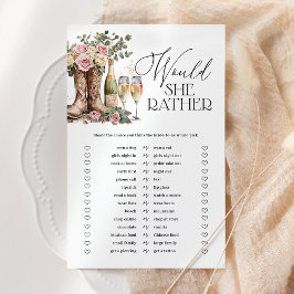 Would She Rather Boots and Bubbly Shower Game