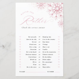 Would She Rather Pink Snow in Love Bridal Shower