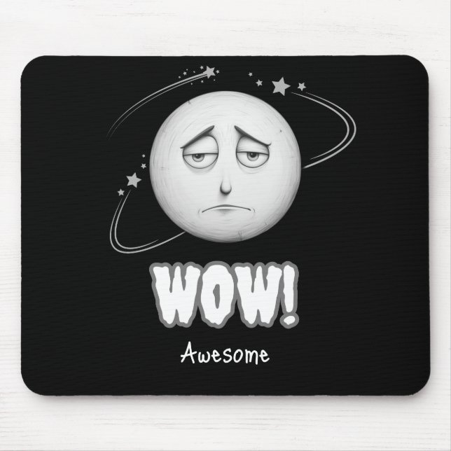 "Wow" moonface Black Mousepad (Frente)
