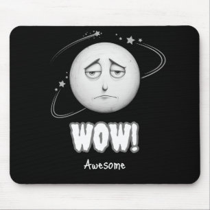 "Wow" rosto de lua Mousepad preto